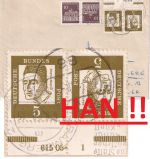BRD - 5 Pfg. Bed. Deutsche Zusammendruck/Hausauftragsnummer u.a. Brief 1968