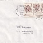 Berlin - 10 Pfg. kl. Bauwerke Zusammendruck/Hausauftragsnummer Brief 1969