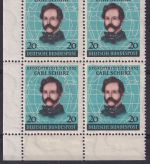 BRD - 20 Pfg. Carl Schurz 4er-Block Bogenecke links unten postfrisch