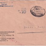 FZ-Baden - Freiburg Gebühr bezahlt + "-,48" Gebührenstempel Brief 18.8.47