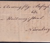 Bayern - 3 Kr. Wappen gez. blauer Zier-K1 Aufsess 16/1 Brief n. Nürnberg 1874