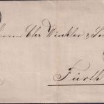Bayern - 3 Kr. Wappen gez. Brief n. Fürth Zier-K1 Denkendorf 9/4 (1872)