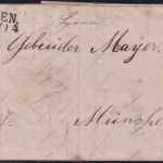 Bayern - 1 Kr. Wappen geschn. Ortsbrief L2 München 21. APR 1870 (Simbach !)