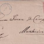Bayern - 3 Kr. Wappen gez. Brief n. Mannheim viol. 22mm-K1 Eschlkam 9/7 (1872)