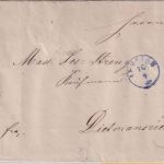 Bayern - 3 Kr. Wappen gez. Brief viol. Zier-K1 Kempten 26/2 (1873)