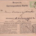 Bayern - 2x1 Kr. Wappen gez. Correspondenz-Karte Zier-K1 Grosslangheim 12/8 1872