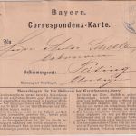 Bayern - 2x1 Kr. Wappen gez. Correspondenzkarte viol. Zier-K1 Vilshofen 22/3