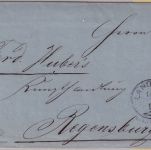 Bayern - 3 Kr. Wappen gez. Brief n. Regensburg Zier-K1 Landau a/I. 15/11