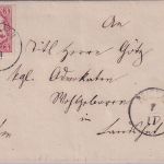 Bayern - 3 Kr. Wappen geschn. Brief n. Landshut 22mm-K1 Reisbach 7/11 (1870)