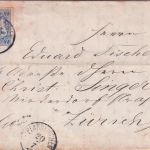 Bayern/Schweiz - 7 Kr. Wappen geschn. Brief Zier-K1 Pfarrkirchen 20/7 (1869)
