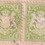 Bayern - 2x1 Kr. Wappen gez Correspondenzkarte viol. 22mm-K1 Waldsassen 1/4 1873