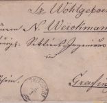 Bayern - 3 Kr. Wappen gez. Chargebrief n. Grafing Zier-K1 Triesdorf 3/1
