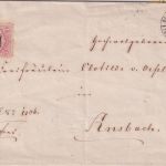 Bayern - 3 Kr. Wappen gez. Brief n. Ansbach 22mm-K1 Windsheim 28/6 (schwarz !)