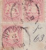Bayern/England - 3x3 Kr. Wappen gez. Brief K1 Speyer - London 1874
