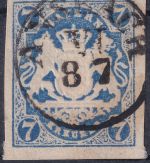 Bayern - 7 Kr. Wappen geschn. d-Farbe !! Fingerhut-K1 Ansbach 8/7 Attest Sem BPP