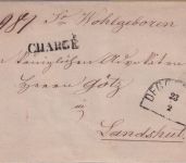 Bayern - 3 Kr. Wappen geschn. Chargebrief n Landshut gMR 77 Deggendorf 23/2 1868
