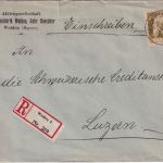 Bayern/Schweiz - 40 Pfg. Luitpold Type I Einschreibebrief Weiden 2 - Luzern 1913