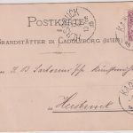 Bayern - 5 Pfg. Wappen Wz.3 Firmenkarte Kadolzburg - Hersbruck 1885