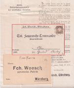 Bayern - 3 Pfg. Drucksache (Feuerwehr-Zubehör) Würzburg - Ostin P. Gmund 1907