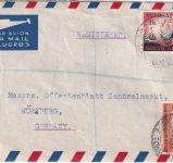 Südafrika - 1 Sh. 6 P. u.a. Aloe Luftpost-Einschreibebrief Cape Town 1955