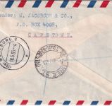 Südafrika - 1 Sh. 6 P. u.a. Aloe Luftpost-Einschreibebrief Cape Town 1955