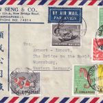 Singapur - 2x2 C. Seepferd u.a. Luftpostbrief Singapore Airport - Würzburg 1962