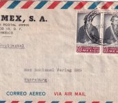 Mexiko - 2x60 C. Volkszählung Luftpostbrief Mexico City - Würzburg 1961