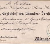 Bayern - Traunstein 11/9 blauer HKS Bischofsbrief (Carl-August) n. München 1847