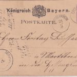 Bayern - Grosslangheim 21/8 22mm-K1 (Typ 17) 5 Pfg. Ganzsache n. Marktbreit 1880