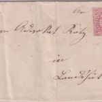 Bayern - 3 Kr. Wappen geschn. Brief gMR 87 Zier-K1 Dingolfing 13/3 (1869 !!)