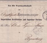 Bayern - 3 Kr. Wappen gez. Brief n. Regensburg Zier-K1 Furth i.W. 18/12 (1870)