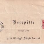 Bayern - 10 Pfg. Wappen Retourrecepisse Burk - Dinkelsbühl 1903
