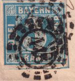 Bayern - 3 Kr. Quadrat Brief oMR 418 Regensburg - Weiden (Aush.stpl.) 1862