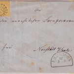 Bayern - 1 Kr. Quadrat gelb Drucksache oMR 114 Erlangen 3/9 - Neustadt a/S 1863