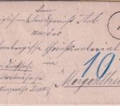 Bayern/Württemberg - Aub 16/10 kl. K1 Typ 17 Dienstbrief n. Mergentheim 1876