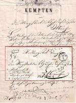 Bayern - Kempten 22/6 schwarzer Zier-K1 Typ 18aI Fahrpostbrief (Wert) 1868
