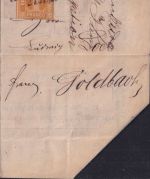 Bayern - 1 Kr. Quadrat gelb Randstück Ortsbrief/Frachtgut L2 Aschaffenburg 1866