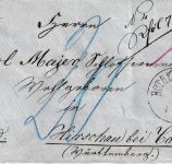Bayern/Württemberg - Rothenburg o/T. 21/8 K1 unfrankierter Brief 1876 Nachporto