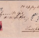 Bayern - 3 Kr Quadrat rot Chargebrief gMR 488 Simbach a/Inn - Landshut 1864