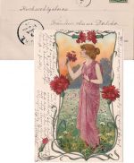 Bayern - Berneck 9. JAN 02 Aushilfs-L3 Karte (Jugendstil/Glitter) n. Bayreuth