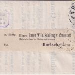 Bayern - 3 Pfg. Wappen Drucksache K.B.Bahnpost Nürnberg/Augsburg 1883
