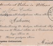 Bayern - Velden b. Vilsb. K1 Bischofsbrief (Antonius) n. München 1889