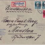 Bayern - Freihalden T. Gabelbach Posthilfsstelle Ra3 Einschreibebrief 1920