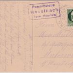 Bayern - Haselbach T. Mitterfels Posthilfsstelle Ra3 + Bahnpost Karte 1915