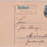 DR-Infla Förnbach Posthilfsstelle Ra2 (ohne Taxort) Ganzsache Pfaffenhofen 1921