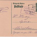 Bayern - Aufhausen T. Erding Posthilfsstelle Ra3 + Bahnpost Ganzsache 1916