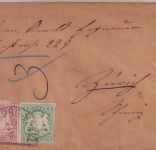 Bayern/Schweiz - 2x3+1 Kr. Wappen geschn. Brief HKS Homburg-Pfalz 30/5 (1869)