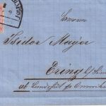 Bayern - 3 Kr. Wappen geschn. (Druckzufälligkeit) Brief Bahnpost (München 1867)