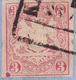 Bayern - 3 Kr. Wappen geschn. (Druckzufälligkeit) Brief Bahnpost (München 1867)