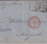 NDP/USA - 2 Gr. dst. waagr. Paar Brief K1 Hamburg - New York 1868